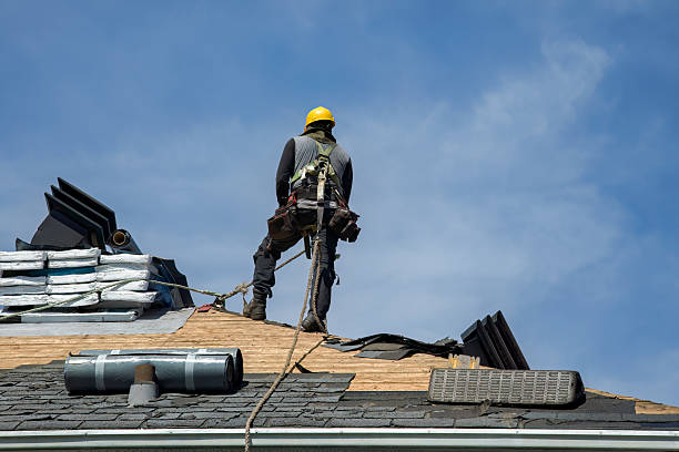 Professional Gutter Installation technician working in Memphis, MI